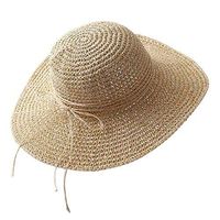 TT-OUTDO Style Straw Sun Hat Pastoral Style Wide Brim Anti-UV Sunshade Lightweight Folding Portable Beach Cap for Travel Hiking(United States,M)