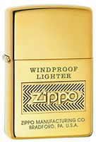Zippo Logo Pocket Lighter, High Polish Brass