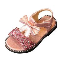 TIANRUN Toddler Baby Girls Summer Sandals for 1-6 Years Old Kids Child Bowknot Bling Sequins Princess Shoes Pink