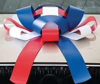 CarBowz Big Patriotic, Red White and Blue, Car Bow, Giant 30" Bow, Non Scratch Magnet, Weather Resistant Vinyl