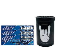 Herb Airtight Container Fresh Kettle with Juicy Jay's Blueberry 1.25 Flavored Hemp Rolling Papers 3 Count DC Crafts Nation- Metal