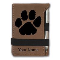 Mini Notepad, Paw Print, Personalized Engraving Included (Dark Brown)