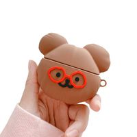ICI-Rencontrer 3D Vivid Distinctive Laughing Brown Bear Cartoon Animals Design Case For Airpods Pro Kids Girls Women Cute Wireless Charging Earphone Soft Silicone Shockproof Protector Decoration