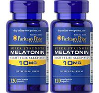 Puritan's Pride Super Strength Rapid Release Capsules Melatonin 10 mg -- 2 Bottles each of 120 Count
