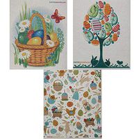 Mixed Easter Set of 3 Swedish Dishcloths (One of Each Design) | ECO Friendly Absorbent Cleaning Cloth | Reusable Cleaning Wipes