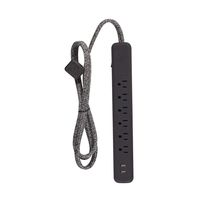 Globe Electric 78505 Designer Series Power Strip, 6 Outlet with 2 USB, Onyx