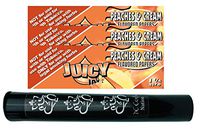 Herb Airtight Tube Pocket Protector with Juicy Jay's Peaches & Cream 1.25 Flavored Hemp Rolling Papers 3 Count DC Crafts Nation- Ganesha