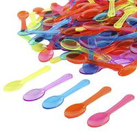 Gmark 200pc 3" Colored Taster Spoons Plastic Mini Spoons Multi-Color, Assorted Ice Cream Spoons Dessert Spoons White 1 Box Set GM1002C