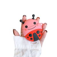 UR Sunshine AirPods Case, Super Cute Creative Cartoon Smiling Bee Ladybug Friends Shape AirPods Case, Soft Silicone Cover Earphone Protection Skin for AirPods1&2-Pink Ladybug