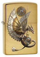 Zippo Lighter: Anne Stokes Steampunk Dragon - Brushed Brass 79281