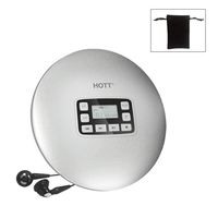 Portable CD Player HOTT Model 611 Walkman Music Player with LCD Display Stereo Earphone and USB Charging Cable Electronic Anti-Shock Protection (Silver)