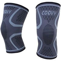 COOVY Compression Knee Sleeve - Best Knee Brace for Men & Women – Knee Support for Running, Crossfit, Basketball, Weightlifting, Gym, Workout, Sports, Pickleball, etc. (Black/Gray, S/M)