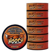 (6)Six Chattahoochee Hooch Herbal Snuff Cans 1.2oz/34g - PEACH - ROUGH - No Tobacco, No Nicotine