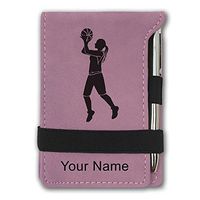 Mini Notepad, Basketball Player Woman, Personalized Engraving Included (Pink)