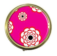 Luxcase Big Elegant Floral Custom Round Bronze Pill Box Pocket Medicine Tablet Holder Organizer Pill Decoration Case Wallet