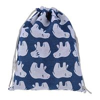 HuntGold Drawstring Storage Bag Travel Fresh Polar Bear Printed Cotton Linen Jewelry Gifts Organizer Pouch 19.6x24 cm