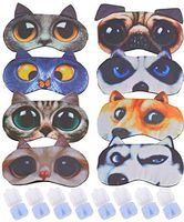 Dog and Cat Sleeping Masks | 8 Pack Soft Plush Blindfold Cute Dog and Cat Sleep Mask | 8 Pair Ear Plugs | Eye Mask Cover for Girls Women Kids | Eyeshade for Teens Girls Women Plane Travel Nap Night