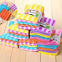 etuoji 5pcs Dish Cloth Double-Sided Striped Absorbent Dish Cleaning Towels Cleaning Cloths