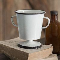 CTW Home Collection 430038 Vintage Cup with Handles Trim Kitchen Supplies, 6"Width x 4.5"Diameter x 5.25"Tall, White, Black