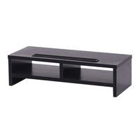 Cuekondy 2019 New Bamboo Wood Computer Monitor Stand Riser with 2 Drawers Storage Organizer,Home Office Laptop Printer Desktop Stand (Black -1)