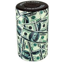 Vac Stash Vacuum Sealed Herb, Spice, Tobacco Jar with Printed Design - Money
