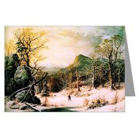 12 Currier and Ives Winter Holiday G. H. Durrie, Hunter in The Woods 1860 Christmas Notecards in a Boxed Set