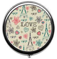 TaiGe Love in Paris Pill Box/Pill case-Round Pill Box/case- Three-Compartment Pill Box/Pill case