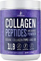 InstaSkincare Collagen Peptides Hydrolyzed Powder. Non-GMO, Grass-Fed, Gluten-Free, Unflavored - Easy to Mix Drink - Premium Beef Collagen Powder Promotes Healthy Hair, Skin and Nails. 1 Pound