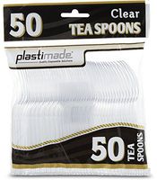 [50 Clear Tea Spoons] Plastimade Disposable Heavy Duty Plastic Cutlery,Great for Every Day Use, Home, Office, Party, Picnics, or Outdoor Events,