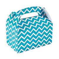 TURQUOISE CHEVRON TREAT BOXES - Party Supplies - 12 Pieces
