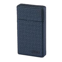 IWIM PU Leather Super Slim Size 100mm 100's Cigarette Case - Magnet Lid Unique Luxury Hard Carrying Holder Box Cover Best Blank Solid Color Design for Men and Women Unisex (Navy)