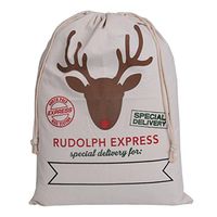 Tailbox Merry Christmas Gift Bag - Cute Sika Deer Pattern Design Cotton Presents Stocking Bag Santa Sack 27.6" x 19.7"