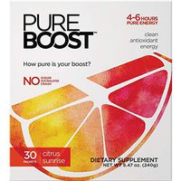 Pureboost Clean Energy Drink Mix. No Sugar, No Sucralose. Healthy Energy Loaded with B12, Antioxidants, 25 Vitamins, Electrolytes. (Citrus Sunrise, 30 Count)