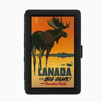 Perfection In Style Black Color Metal Cigarette Case D-052 Travel Canada for Big Game