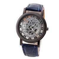 Fxbar, Men Luxury Stainless Steel Quartz Watches Leather Strap Digital Sports Watch Dial Wrist Watch(J)