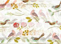 Gift Wrapping Pastel Birds on White Tissue Paper