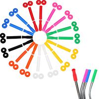 32 Pieces Straw Silicone Tips Stainless Steel Straw Covers Multicolored Silicone Straw Tips with 32 Pieces Straw Silencers for 6 mm Stainless Steel Straws
