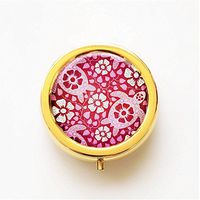 RhyNSky Turtle Tortoise - Animal Mini Portable Pocket Pill Box Case Holder for Purse, 3 Compartments, Gold, CG263