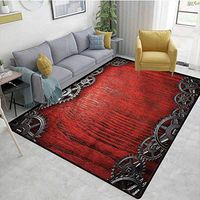 TableCoversHome Industrial Geometric Door Mats Area Rug, Gear Wheels on The Wood Pattern Printing Carpet, Fashionable High Class Living Bedroom Rugs (6'x 9')