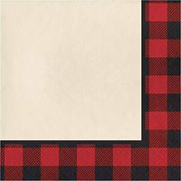 Club Pack of 192 Dark Red and Black Buffalo Plaid Luncheon Napkin 6.5”