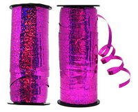 Mandala Crafts Glitter Curling Ribbon, Crimped, Iridescent, Metallic Décor for Balloon, Gift Wrapping, Party Favors, Holiday, 5mm (Two Rolls 200 Yards, Hot Pink)