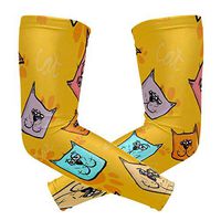 LEVEIS Kitty Seamless Pattern Arm Sleeves UV Protection for Men Women Sunblock Protective Gloves Running Golf Cycling Driving Long Arm Cover 1 Pair