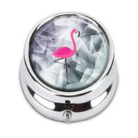 GDEE Flamingos Custom Fashion Stainless Steel Silver Pill box Western Tablets Tablet Holder Management Case Pocket or Wallet