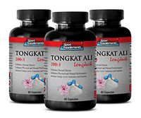 Testosterone Booster to Increase Sex Drive - TONGKAT ALI Root Extract 200:1 400mg - LONGJACK - Tongkat ali Male Performance - 3 Bottles 180 Capsules