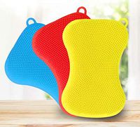A Pack of 3pcs Soap-Shape Food-Grade Silicone Dish Brush Antibacterial Mildew-Free Kitchen Scrubber
