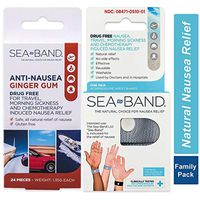 Sea-Band Family Kit That Includes: 1 Pair of Adult Wristbands and 1 Pair of Child Wristbands for Motion Sickness and Travel Sickness, and 1 Pack of Anti-Nausea Ginger Lozenges for Motion Sickness