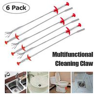 Multifunctional Cleaning Claw Drain Snake Hair Drain Clog Remover Flexible Grabber Pickup Tool Pressure-Type Cleaning Hook for Kitchen Bathroom Toilet (6 Pack)