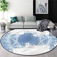 RUGSMAT Geometric Non Slip Round Rugs,Old Worn Out Mosaic Area Rug - Perfect for Any Place Round-63