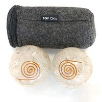 Top Chi Quartz Orgonite Baoding Balls with Carry Pouch for Hand Therapy, Exercise, and Stress Relief (Large 2 Inch)