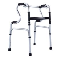 Luckya Old-Fashioned Folding Walker Aluminum Walker Four-Foot Auxiliary Walker Non-Slip Walking Stick with Hospital